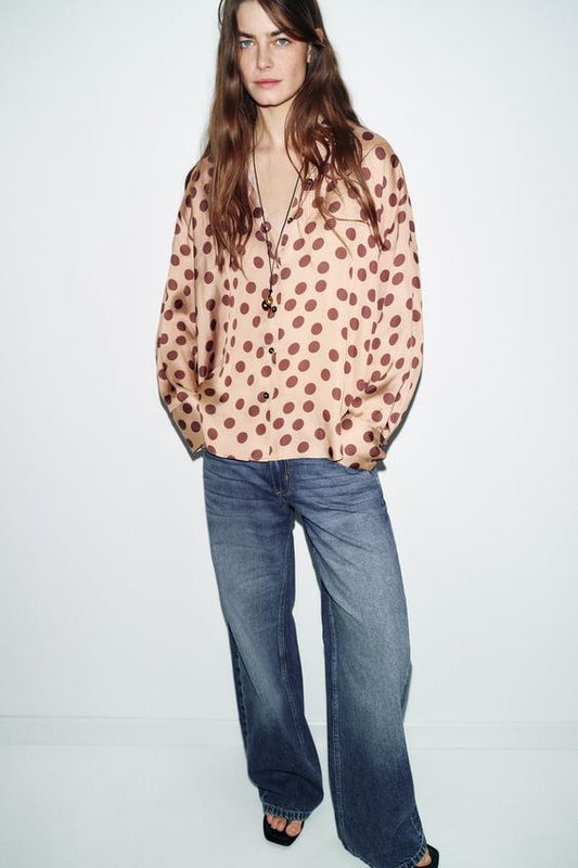 Camisa Satinada Lunares